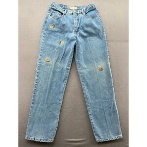 VTG Repair Jeans Juniors 13/14 90s High Waisted Sunflower Embroidered Denim